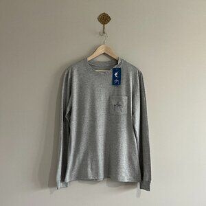 NWT Guy Harvey Long Sleeve Pocket Tee Heather Gray Medium | Fishing Graphic Marl